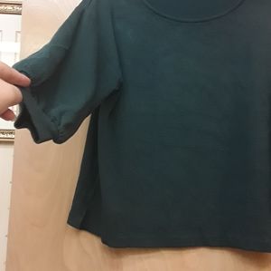 J.crew green teal balloon sleeve pullover top